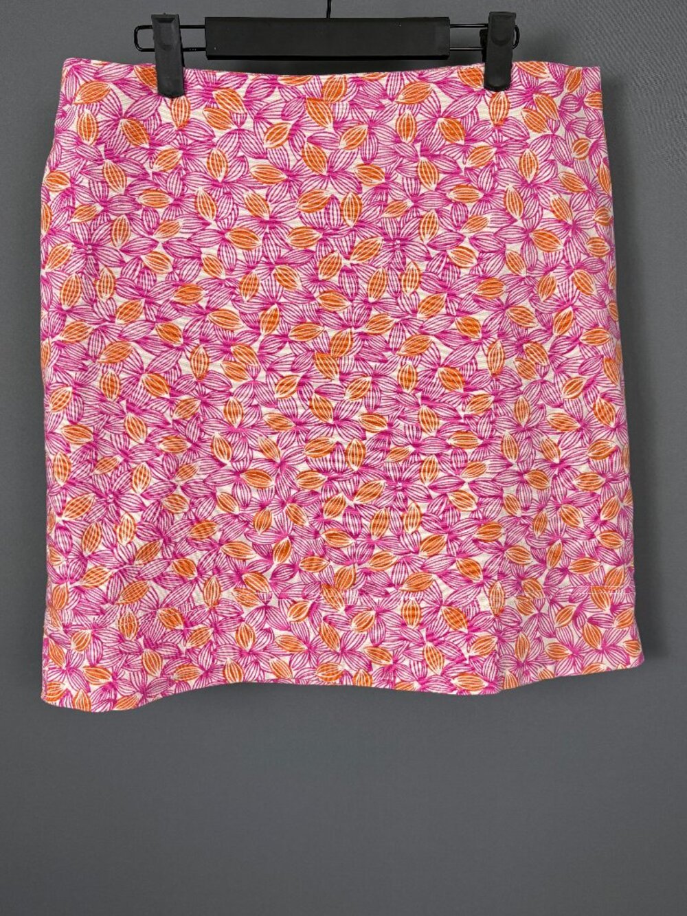 Talbots Pink Orange Floral Leaf Print Lined Pencil Skirt Size 12